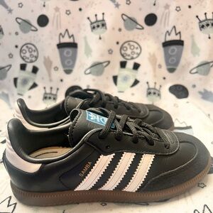 Adidas Samba Black Leather Sneakers with White Stripes